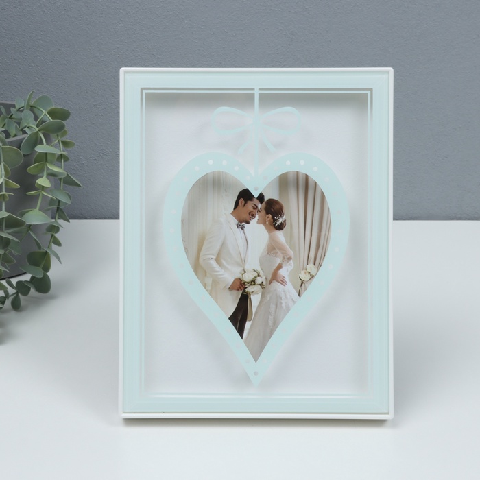 Фоторамка для фото13×18 см «Сердце с бантиком», белый, бумага тиснение, 18×2×23 см - Фото 1