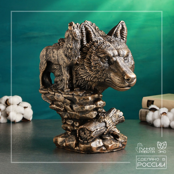 Фигура гипс «Волк» 24×22×33 см, под бронзу - Фото 1