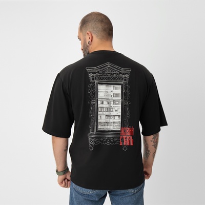 Футболка мужская MIST «Русский стиль», размер 50, чёрная