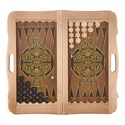 Нарды деревянные большие, настольная игра, 55 х 55 см, кожа, с ручкой, крокодил, коричневый - фото 27746488