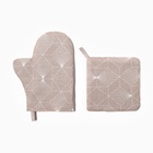 Кухонный набор «Доляна» Geometry: варежка-прихватка 20×28 см, прихватка 19×19 см,100% хлопок - Фото 3