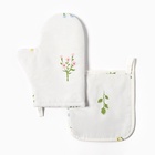 Кухонный набор «Этель. Цветочек»: варежка 20×27 см, прихватка 19×19 см, саржа 190 г/м², 100% хлопок - Фото 1