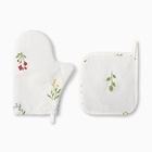 Кухонный набор «Этель. Цветочек»: варежка 20×27 см, прихватка 19×19 см, саржа 190 г/м², 100% хлопок - Фото 2