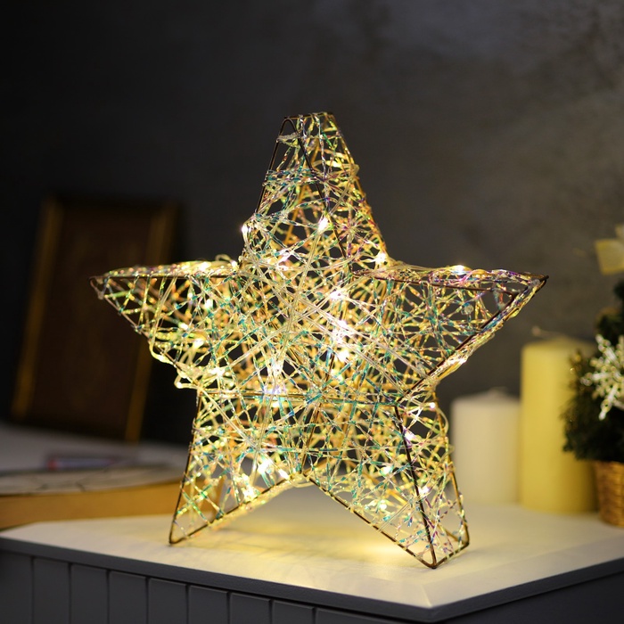 Фигура световая «Звезда плетенная», 30×30×7 см, 30 LED, батарейки ААх3 (не в комплекте), свечение тёплое белое - Фото 1
