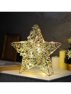 Светодиодная фигура «Звезда плетенная», 30×30×7 см, 30 LED, от батареек ААх3, свечение тёплое белое - Фото 4