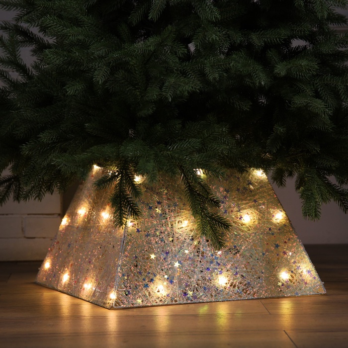 Юбка для елки, с подсветкой, "Белая", 50х30х7 см, 35LED, батарейки ААх3 (не в комплекте), свечение тёплое белое - Фото 1