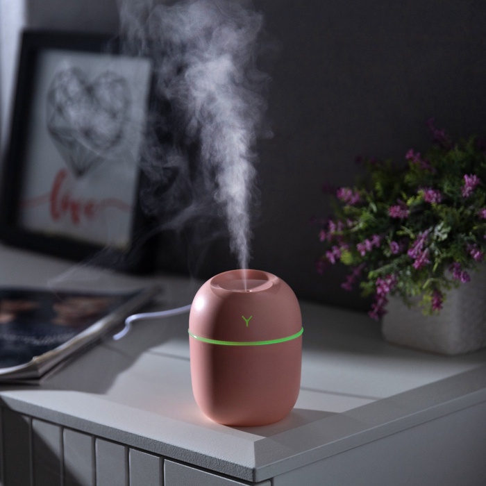 Увлажнитель воздуха, Luazon HM-20 ультразвуковой, 0.22 л, 1.5 Вт, USB, розовый - Фото 1