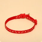 Ошейник кошачий "Лапка" светящийся, с бубенчиком и подвесом, 30х1 см, полиэстер, красный - Фото 2