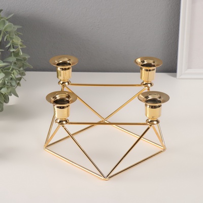 Металлический подсвечник на 4 свечи «Геометрия», d=2 см, 21×21.5×14 см