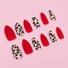 Накладные ногти «Леопард», 12 шт., с клеевыми пластинами, форма миндаль, красные, бежевые - Фото 3