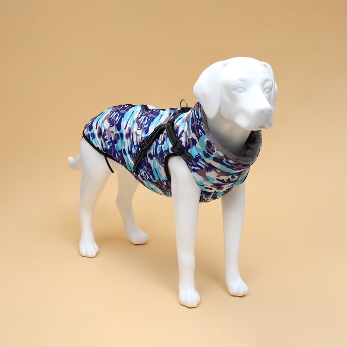 Куртка для собак со шлейкой, размер 4XL ( ДС 55 см, ОШ 52 см, ОГ 70 см), камуфляжная - Фото 1