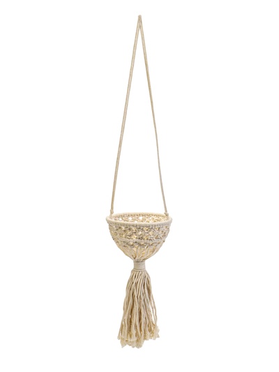 Кашпо - макраме «Луна», 15×15×12 см, текстиль, подвесное, бежевое