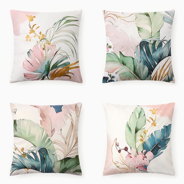 Наволочки декоративные Этель «Тропики» набор 4 шт., 40×40 см, велюр - Фото 1
