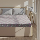 Простыня на резинке 1.5-спальная «Этель. Сиренево-серые зигзаги», 140×200+25 см, поплин - Фото 1