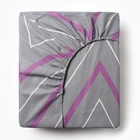 Простыня на резинке 2-спальная «Этель. Сиренево-серые зигзаги», 180×200+25 см, поплин - Фото 2