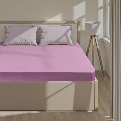 Простыня на резинке 2-спальная «Этель», 180×200+25 см, сиреневая, поплин