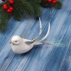 Ёлочные игрушки 3 шт. «Зимнее волшебство. Маленькая птичка» пластик, 5×11.5 см, белый - Фото 2