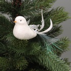 Ёлочные игрушки 3 шт. «Зимнее волшебство. Маленькая птичка» пластик, 5×11.5 см, белый - Фото 3