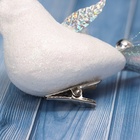 Ёлочные игрушки 3 шт. «Зимнее волшебство. Маленькая птичка» пластик, 5×11.5 см, белый - Фото 4