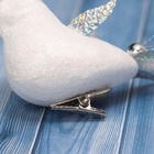 Ёлочные игрушки 3 шт. «Зимнее волшебство. Маленькая птичка» пластик, 5×11.5 см, белый - Фото 5