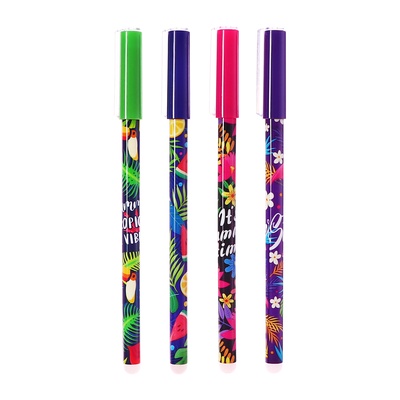 Ручка гелевая автоматическая, стираемые чернила, стержень синий, 0.5 мм, автоматическая «Тропики», МИКС