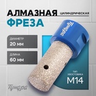 Фреза алмазная цилиндрическая ТУНДРА, по камню, кафелю и керамограниту, 20×40 мм, М14 - Фото 1