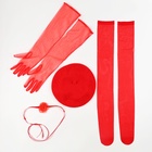 Карнавальный набор «Валентинка»: берет, перчатки, чокер, чулки - Фото 2