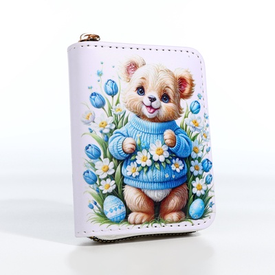 Кошелёк на молнии «Мишка», детский, с принтом, белый