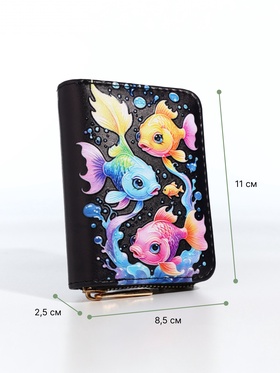 Кошелёк на молнии «Рыбы», чёрный