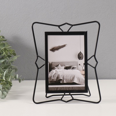 Фоторамка для фото 10×15 см «Необычная геометрия», металл, чёрный, 16.7×20.5 см