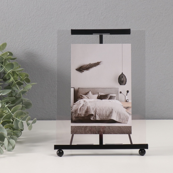 Фоторамка для фото 10×15 см «Лаконичность», прозрачная, металл чёрный, 1×15.2×21 см - Фото 1