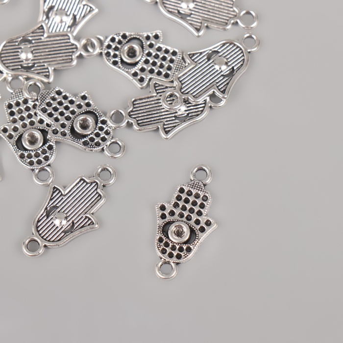 Коннектор для творчества металл 2 ушка «Рука Фатимы», 2.2×1.2 см