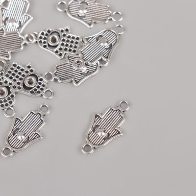 Коннектор для творчества металл 2 ушка «Рука Фатимы», 2.2×1.2 см