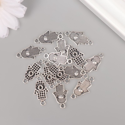 Коннектор для творчества металл 2 ушка «Рука Фатимы», 2.2×1.2 см