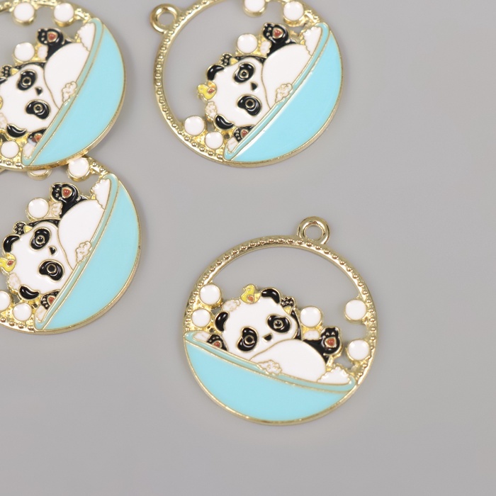 Декор для творчества металл, эмаль «Пандочка в ванной», 2.8×2.5 см