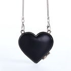 Сумка женская кросс-боди на цепочке, мини сердце, чёрный - Фото 2