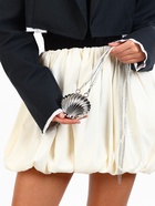 Сумка мини-клатч на магните, в форме ракушки, жёсткий корпус, на длинной цепочке, серебристая - Фото 12