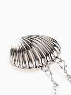 Сумка мини-клатч на магните, в форме ракушки, жёсткий корпус, на длинной цепочке, серебристая - Фото 7