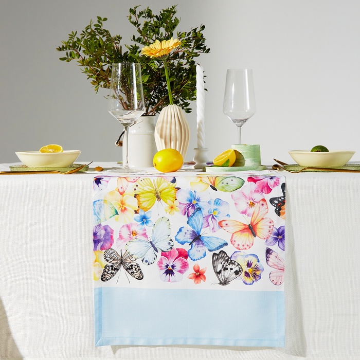 Дорожка на стол Этель «Бабочки» 40×149 см, 100% хлопок, репс 210 г/м²