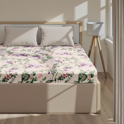 Простыня на резинке 2-спальный «Этель. Сирень», 180×200+25 см, бязь