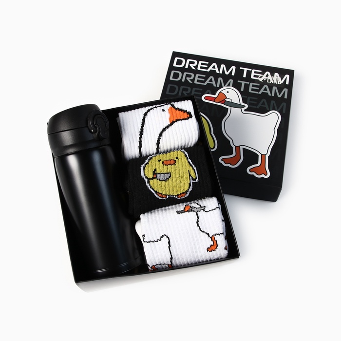 Подарочный набор термос и носки 3 пары KAFTAN Dream team, р. 41-44 (27-29 см) - Фото 1