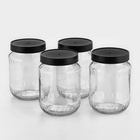 Набор стеклянных банок с чёрной полимерной крышкой, ТО-82 мм, 720 мл, 4 шт. - Фото 1