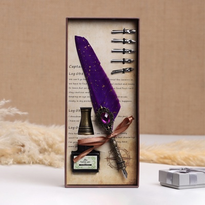 Набор подарочный 3 в 1 «Артефакт»: перьевая ручка, чернила, наконечники, фиолетовый