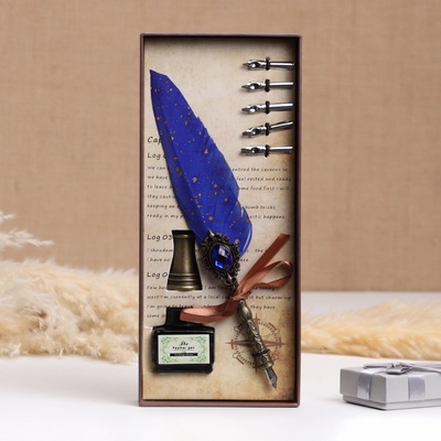 Набор подарочный 3 в 1 «Артефакт»: перьевая ручка, чернила, наконечники, синий