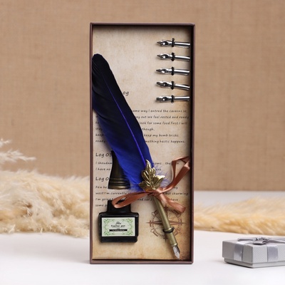 Набор подарочный 3 в 1 «Герби»: перьевая ручка, чернила, наконечники, синий