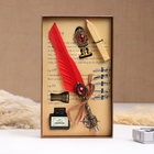 Набор подарочный 5 в 1 «Реликвия» (перьевая красная ручка, чернила, наконечники, печать, воск) - Фото 1