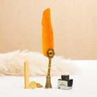 Набор подарочный 5 в 1 «Реликвия» (перьевая оранжевая ручка, чернила, печать, воск) - Фото 2