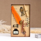 Набор подарочный 5 в 1 «Реликвия» (перьевая оранжевая ручка, чернила, печать, воск) - Фото 1