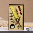 Набор подарочный 5 в 1 «Реликвия» (перьевая жёлтая ручка, чернила, печать, воск) - Фото 1