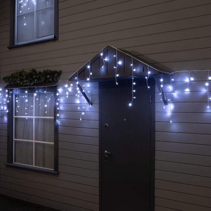 Гирлянда «Бахрома» 12 × 0.7 м, IP44, УМС, белая нить, 240 LED, свечение белое, 220 В - Фото 1